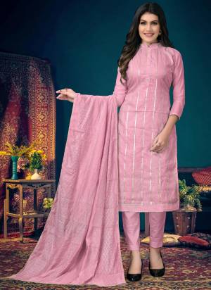 Simple and Elegant Looking Suit Is Here In Pretty Color Fabricated On Modal Chanderi. It Is Beautified With Attractive Designer Embroidery Work Buy Now