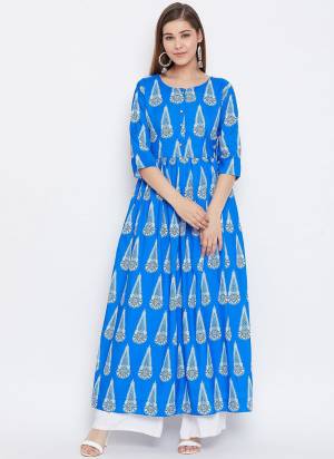 New Shade Is Here To Add Into Your Wardrobe With This Designer Readymade Gown In Pretty Color Fabricated On Muslin With Digital Print. Also It Is Available In All Regular Sizes. Buy Now