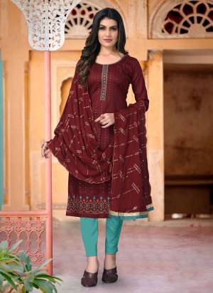 Look Pretty Wearing This Suit In All Over Pretty Colored Top Bottom And Dupatta.These Suit Is Cotton Based Fabricated And Beautified With Designer Embroidery Work.This Dress Material Ensures Superb Comfort All Day Long