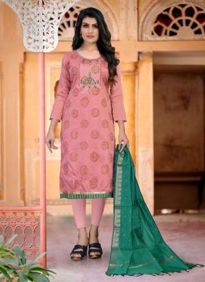 Look Pretty Wearing This Suit In All Over Pretty Colored Top Bottom And Dupatta.These Suit Is Cotton Based Fabricated And Beautified With Designer Embroidery Work.This Dress Material Ensures Superb Comfort All Day Long