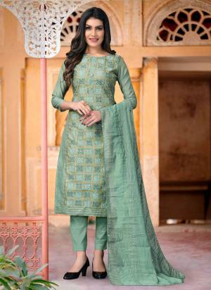 Look Pretty Wearing This Suit In All Over Pretty Colored Top Bottom And Dupatta.These Suit Is Cotton Based Fabricated And Beautified With Designer Embroidery Work.This Dress Material Ensures Superb Comfort All Day Long