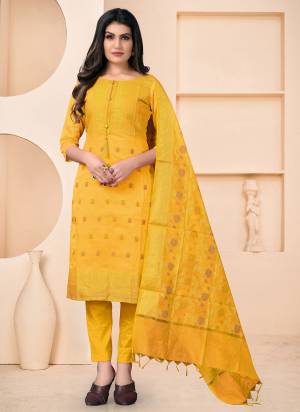 Add Some Unique Colors To Your Casual Collection In Salwar Kameez. Get This Pretty Colored Dress Material Paired With Same Colored Bottom And Dupatta.These Top Is Fabricated On Banarasi Jacquard Pair With Santoon Bottom And Banarasi Dupatta.Buy This Dress Material Now