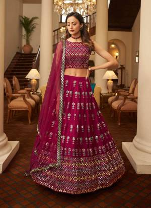 New And Unique Lehenga Is Here With Lovely Color Paired With Blouse And Dupatta.. This Lehenga And Blouse Are Fabricated On Georgette Based Pair With Net Dupatta Come With Designer Work.