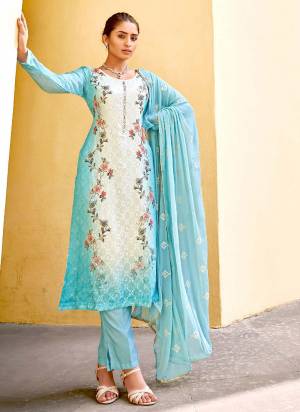 Adorn The Pretty Angelic Look In This Beautiful Suit in All Over Pretty Coored.These Top is Fabricated On Viscose Chinon Chiffon Pair With Santoon Bottom And Chinon Chiffon Dupatta.Its Beautified With Designer Work.