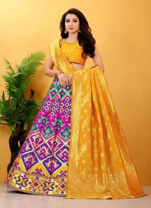 Grab These Beautiful Lehenga In Fine Colored.Its Lehenga is Fabricated On Banarasi Silk Pair With Banarasi Silk Blouse And Dupatta.Its Beautified With  Wevon Designer,Embroidery Work. 