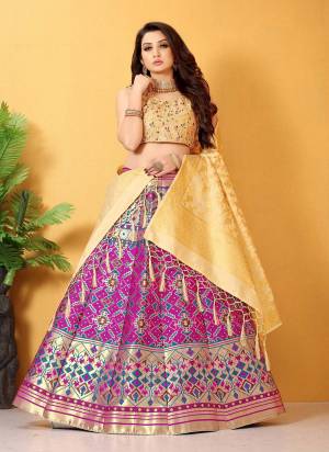 Grab These Beautiful Lehenga In Fine Colored.Its Lehenga is Fabricated On Banarasi Silk Pair With Banarasi Silk Blouse And Dupatta.Its Beautified With  Wevon Designer,Embroidery Work. 