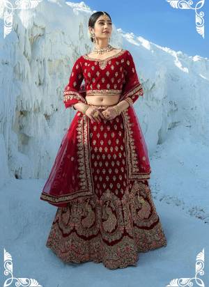 Forr A Beautiful Look,Grab These Lehenga Come With Pretty Colored Pai With Designer Blouse And Dupatta.These Lehenga And Blouse Are Fbaricated On Velvet Pair With Soft Net Dupatta.Its Beautified With Heavy Designer Work.