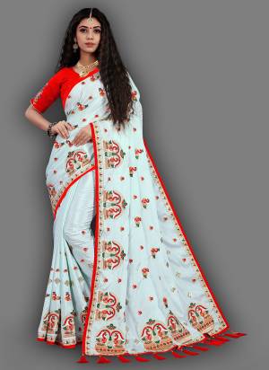 Looking Beautiful In These Pretty Colored Saree Come With Contrast Blouse.These Saree is Fabricated On Crepe Slk Pair With Silk Blouse Its Beautified With Heavy Embroidery And Diamond Work.Buy Now 