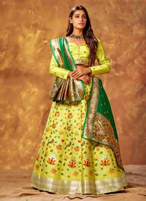 For A Designer Look,Grab These Lehenga in Beautiful Colored Pair With Designer Dupatta And Blouse.These Lehenga is Fabricated On Silk Pair With Silk Blouse And Silk Dupatta.Its Beautified With Heavy Wevon Designer Work.