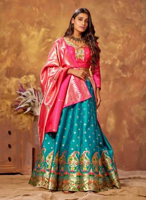 For A Designer Look,Grab These Lehenga in Beautiful Colored Pair With Designer Dupatta And Blouse.These Lehenga is Fabricated On Silk Pair With Silk Blouse And Silk Dupatta.Its Beautified With Heavy Wevon Designer Work.