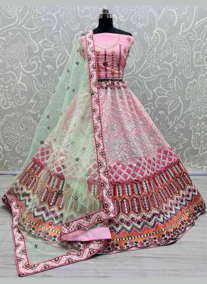 Looking Different,Grab These Lehenga in Beautiful Colored.These Lehenga And Blouse Are Fabricated On Georgette Based.Pair With Soft Net Blouse.Its Beautified With Heavy Designer Work.