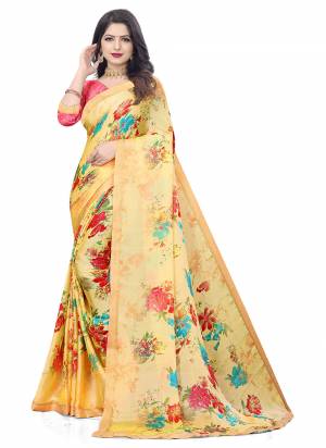 Grab These Casual Wear Saree in Fine Colored.These Saree is Fabricated On Chiffon Pair With Art Slk Blouse.Its Beautified With Designer Printed Work.