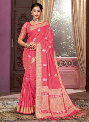 Shine Bright Wearing This Beautiful Colored Saree.These Saree And Blouse Are Fabrucated On Cotton.Its Beautified With Heavy Wevon Designer Work.