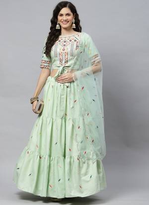 Grab These Designer Lehenga Choli in Beautiful Colored.These Lehenga And Blouse Are Fabricated On Cotton pair With Net Dupatta.Its Beautified With Thread,Sequance Embroidery Work.