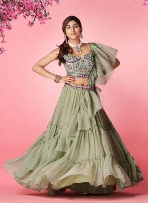 Grab These Lehenga Choli in All Over Beautiful Colored.These Lehenga And Dupatta Are Fabricated On Chiffon Pair With Art Silk Blouse.Its Beautified With Designer Thread Embroidery,Hand Work.