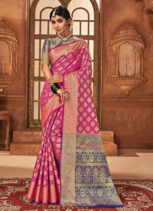 Grab These Beautiful Saree Come With Pretty Blouse.These Saree And Blouse Are Fabricated On Patola Silk.Its Beautified With Heavy Jari Wevon Designer Work.