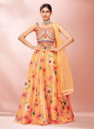 For A Designer Look,Grab These Designer Lehenga in All Over Fine Colored.These Lehenga is Fbaricated On Organza Pair With Soft Net Dupatta And Art Silk Blouse.Its Beautified With Heavy Designer Work.