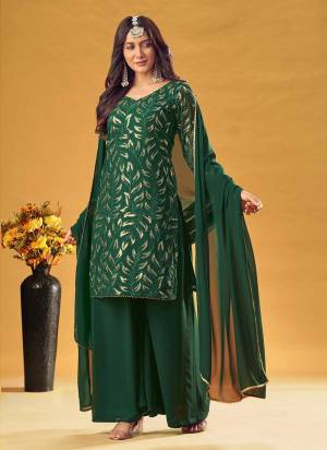 For A Designer Look,Grab These Semi Stiched Plazzo Suit in Fine Colored.These Top is Fabricated On Faux Georgette Pair With Georgette Bottom And Dupatta.Its Beautified With Designer Heavy Sequance Embroidery Work.