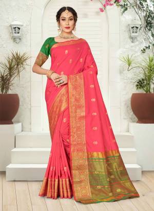 For A Casual Wear,Grab These Saree in Fine Colored Pair With Blouse.These Saree and Blouse Are Fabricated On Silk.Its Beautified With Heavy Jari Wevon Designer Work.