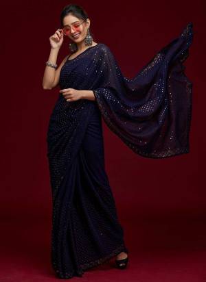 Grab These Saree in Fine Colored pair With Blouse.These Saree is Fabricated On Georgette Pair With  Satin Banglori Silk Blouse.Its Beautified With Chokdi Sequance Embroidery Work,Jacquard Border Work.