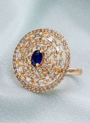 Grab These Rose Gold Colored Fancy Ring Come With Alloy Material And American Diamond Work.BuyNow