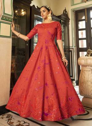 For A Beautiful Look,Grab These Beautiful Colored Gown.These Gown is Fabricated On Cotton.Its Beautified With Designer Shibori Printed,Sequance Embroidery Work.