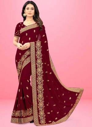 Grab These Fine Colored Saree Pair With Blouse.These Saree And Blouse Are Fabricated On Dola Silk.Its Beautified With Heavy Designer Embroidery Work.