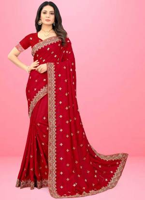 Grab These Fine Colored Saree Pair With Blouse.These Saree And Blouse Are Fabricated On Dola Silk.Its Beautified With Heavy Designer Embroidery Work.