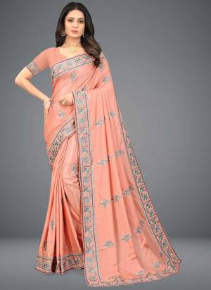 Grab These Saree in Fine Colored Pair With Blouse.These Saree And Blouse Are Fabricated On Dola Silk.Its Beautified With Heavy Designer  Embroidery Work. 