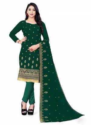 Grab These Beautiful Colored Suit Pair With Bottom And Dupatta.These Top And Dupatta Are Fabricated On Georgette Pair With Santoon Bottom.its Beautified With Designer Jari Embroidery Work.