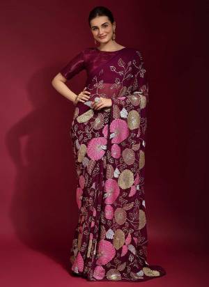 For A Beautiful Look,Grab These Saree in FineCOlored Pair With Blouse.These Saree is Fabricated On Georgette Pair With Banglori Silk Blouse.Its Beautified With Heavy Multy And Sequance Embroidery Work.