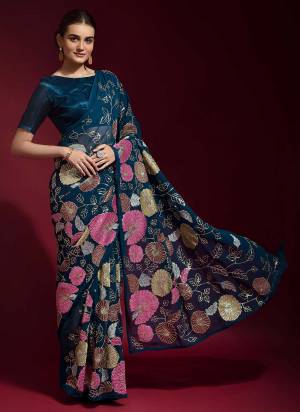 For A Beautiful Look,Grab These Saree in FineCOlored Pair With Blouse.These Saree is Fabricated On Georgette Pair With Banglori Silk Blouse.Its Beautified With Heavy Multy And Sequance Embroidery Work.