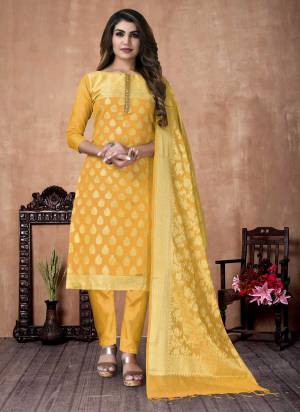 Grab These Casual Wear Dress Material in Fine Colored Pair With Bottom And Dupatta.These Top is Fabricated On Banarasi Silk Pair With Santoon Bottom And Banarasi Silk Dupatta.Its Beautified With Wevon Designer Work.