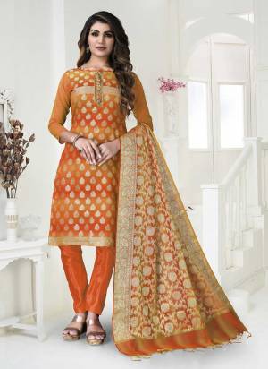 Grab These Suit in FineColored Pair With Bottom And Dupatta.These Top Is Fabricated On Banarasi Silk Pair With Santoon Bottom And Banarasi Jacquard Dupatta.Its Beautified With Wevon Designer Work.