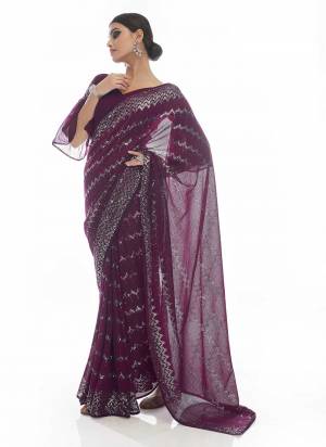 Garb This Designer Stylist Fine Color Saree With Blouse Are Georgette Fabriced. Saree Are Heavy Designer Thread With Sequance Embroidery Work.