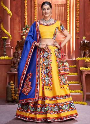 Grab These Traditional Wear Lehenga Choli in All Over Fine Colored Pair With Blouse And Dupatta.These Lehenga And Blouse Are Fabricated On Art Silk Pair With Art Silk Dupatta.Its Beautified With Special Gamthi,Real Mirror Embroidery Work.