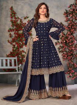 For A Designer Look,Grab These Sharara Suit in All Over Fine Colored Pair With Bottom And Designer DUpatta.These Top And Bottom Are Fabricated On Faux Georgette Pair Wth Faux Georgette Dupatta.Its Beautified With Heavy Sequance Embroidery Work.