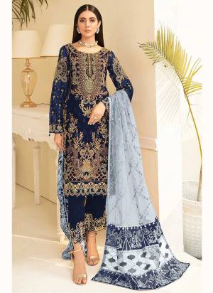 For A Beautiful Look,Grab These Suit in Fine Colored Pair With Bottom And Dupatta.These Top Is Fabricated On Faux Georgette Pair With Santoon Bottom And Butterfly Net Dupatta.Its Beautified With Heavy Designer Embroidery Work.