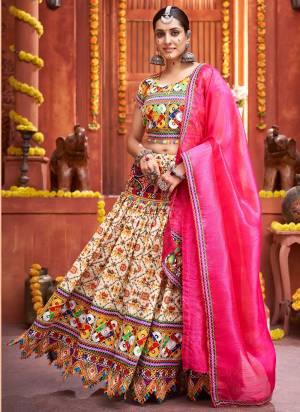 Grab These Beautiful Colored Lehenga Choli.These Lehenga And Blouse Are Fabricated On Cotton Silk Pair With Art Silk Dupatta.Its Beautified With Printed,Special Gamthi,Real Mirror Embroidery Work.