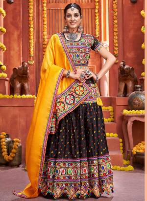 Grab These Beautiful Colored Lehenga Choli.These Lehenga And Blouse Are Fabricated On Cotton Silk Pair With Art Silk Dupatta.Its Beautified With Printed,Special Gamthi,Real Mirror Embroidery Work.