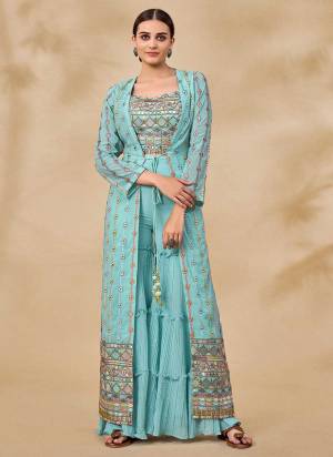 For A Different Look,Grab These Designer Readymade Sharara Suits in All Over Pretty Colored Pair With Sharara And Jacket.These Suits is All Over Georgette Base Fabric With Designer Work.Buy Now These Suits For Up Coming Wedding Season