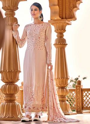 Garb These Attrective Suits In Fine Light Color.These Suits Are Viscose Bemberg Georgette Top And Dull Santoon Bottom And Inner With Chinon Chiffon Dupatta Base Fabric With Designer Thread,Sequance Embroidery Work.