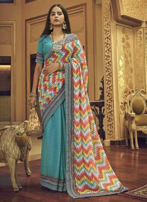 Grab These Fine Colored Saree Pair With Blouse.These Saree And Blouse Are Fabricated On Georgette.Its Beautified With Printed,Thread,Sequance Embroidery Work.