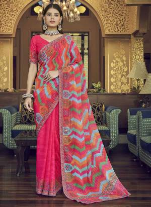 Grab These Fine Colored Saree Pair With Blouse.These Saree And Blouse Are Fabricated On Georgette.Its Beautified With Printed,Thread,Sequance Embroidery Work.