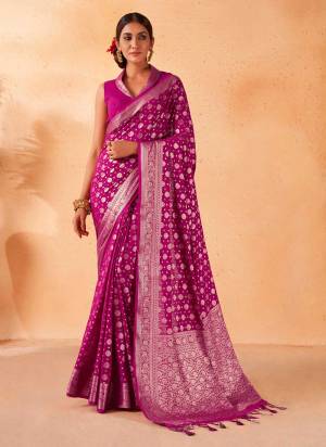 Grab These Fine Colored Saree Pair With Blouse.These Saree And Blouse Are Fabricated On Georgette.Its Beautified With Wevon Designer Work.