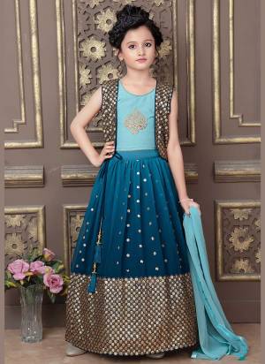 Grab These Readmade Kids Wear Lehenga Choli in Fine Colored.These Lehenga And Dupatta Are Fabricated On Georgette Pair With Georgette Koti And Faux Georgette Blouse.Its Beautified With Designer Jari,Sequance Embroidery Work.