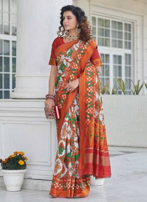 Looking Different in These Beautiful Colored Saree.These Saree And Blouse Are Fabricated On Patola Silk.Its Beautified With Patola Weaving Jari Work.