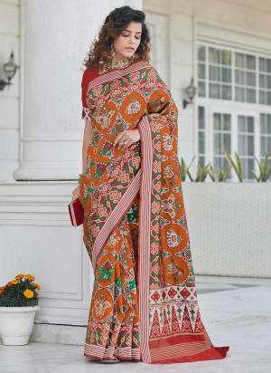 Looking Different in These Beautiful Colored Saree.These Saree And Blouse Are Fabricated On Patola Silk.Its Beautified With Patola Weaving Jari Work.