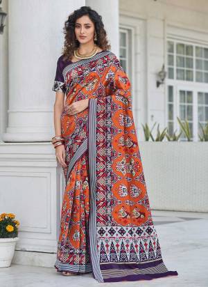 Looking Different in These Beautiful Colored Saree.These Saree And Blouse Are Fabricated On Patola Silk.Its Beautified With Patola Weaving Jari Work.