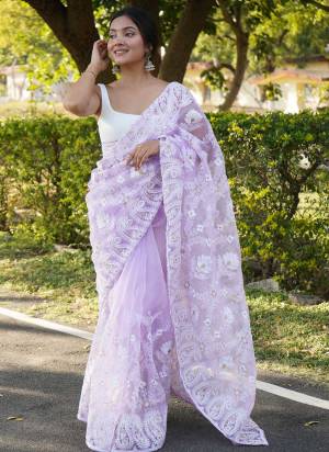 Grab These Beautiful Colored Saree Pair With Blouse.These Saree is Fabricated On Organza Silk Pair With Satin  Blouse.Its Beautified With Multy Thread Embroidery Work.